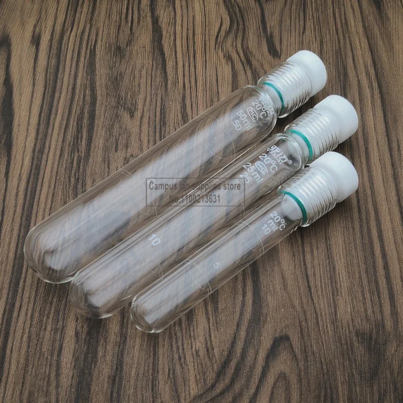 1pcs 5-350ml Glass Pressure Resistant Tube Screw Mouth Colorimetric Tube with Scale Reaction Hydrolysis Tube for Laboratory Use