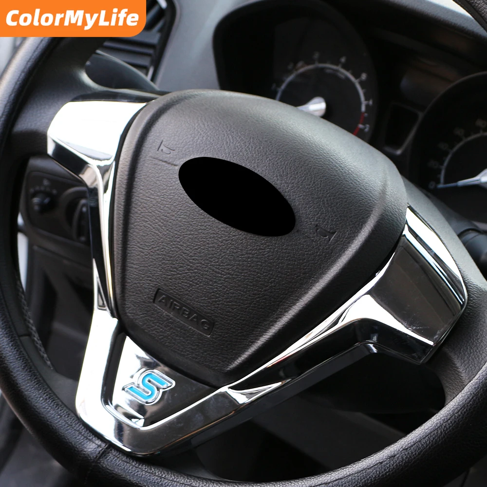 Auto Car Steering Wheel Sequins for Ford Fiesta 2009 - 2016 Ecosport 2012 - 2016 ABS Chrome Protective Cover Trim Sticker