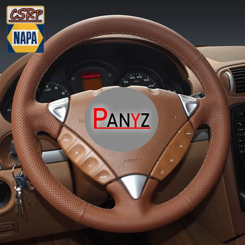 Braid non-slip hole-punch Car Steering Wheel Cover for Porsche Cayenne S 2003-2010 Cayenne Base 2008 2009 Porsche Accessory
