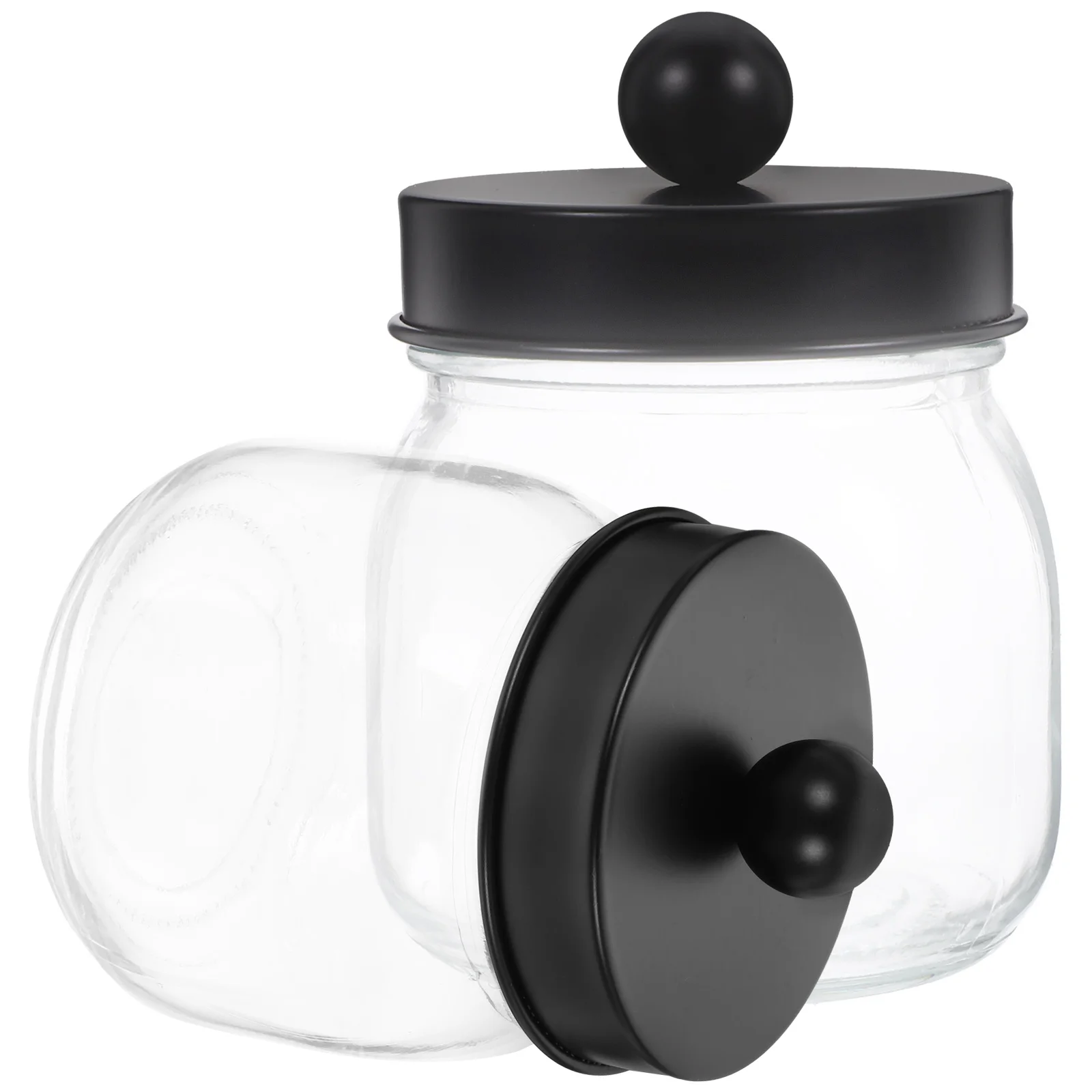 

2Pcs Glass Cotton Swab Storage Box Transparent Bathroom Organizer Lid Dispenser Cotton Ball Holder Swab Jar