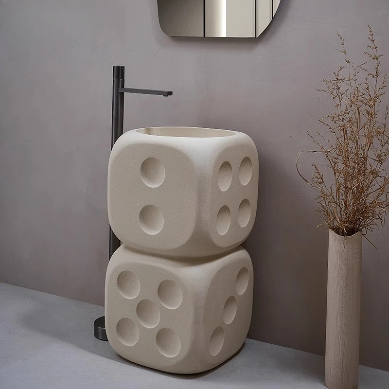 

Stillwind Dice Personalized Washbasin Designer Integrated Floor-to-ceiling Washstand Creative Art Hotel Pillar Basin