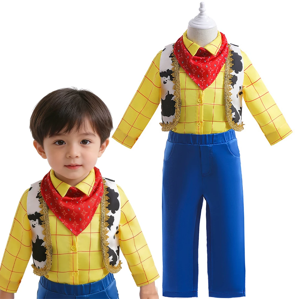 

Kids Cowboy Cosplay Set Jessie Style Costume With Hat For Boys Girls Halloween Birthday Party