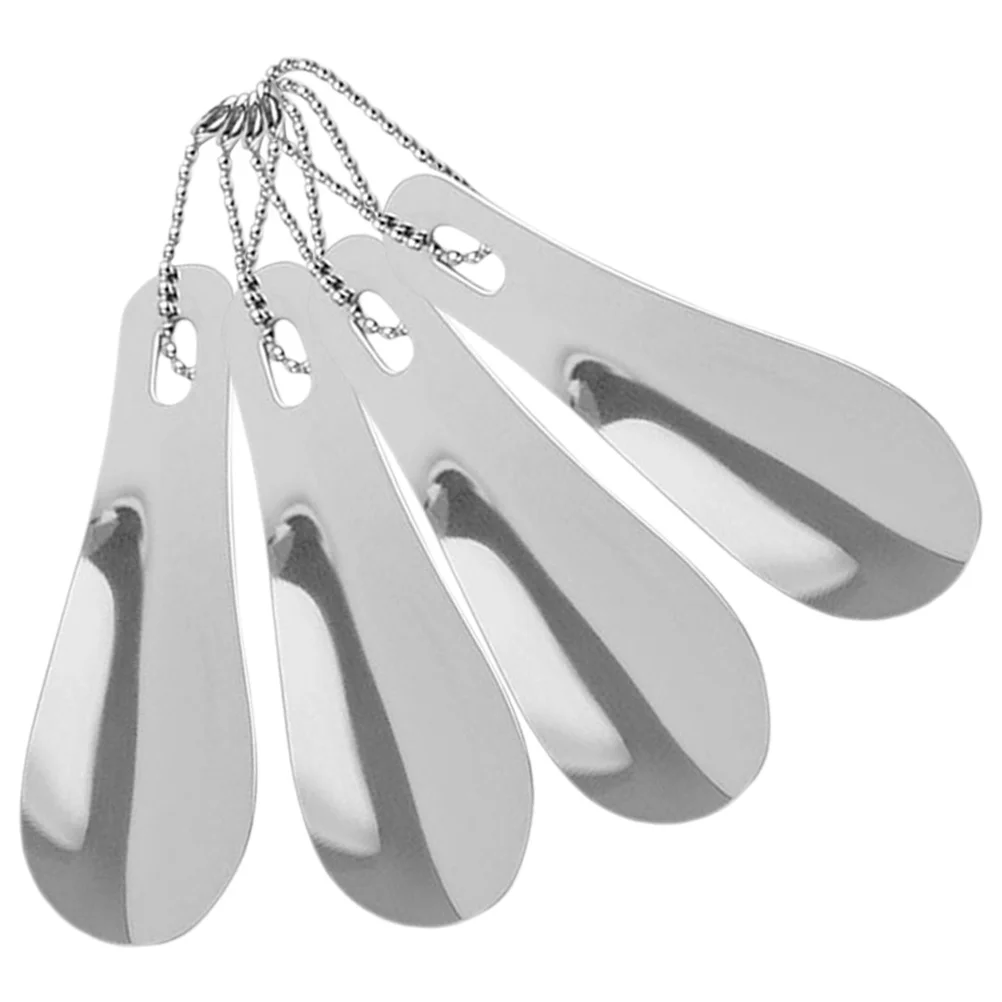 4 قطعة بوق حذاء من الفولاذ المقاوم للصدأ مدمج محمول للسفر للبالغين كبار السن مقبض قصير مساعد حذاء قصير #3