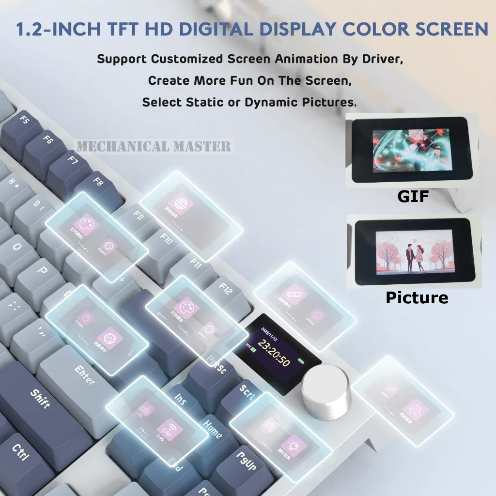 Imagem -02 - Ataque Shark-k86 Teclado Mecânico para Jogos sem Fio 2.4g Bluetooth com Fio Rgb Retroiluminado Hot-swap Coreano Russo