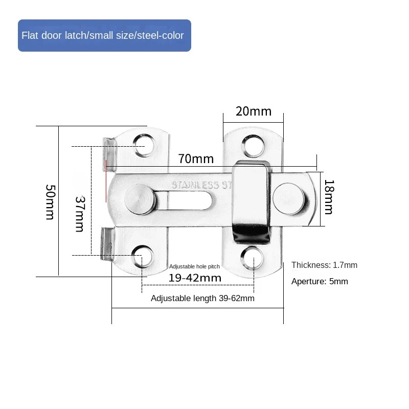 Thickened 304 Stainless Steel Door Buckle, Safety Bolt, Sliding Door, Flat Hasp, Anti-theft Buckle Lock Hardware Accessories.