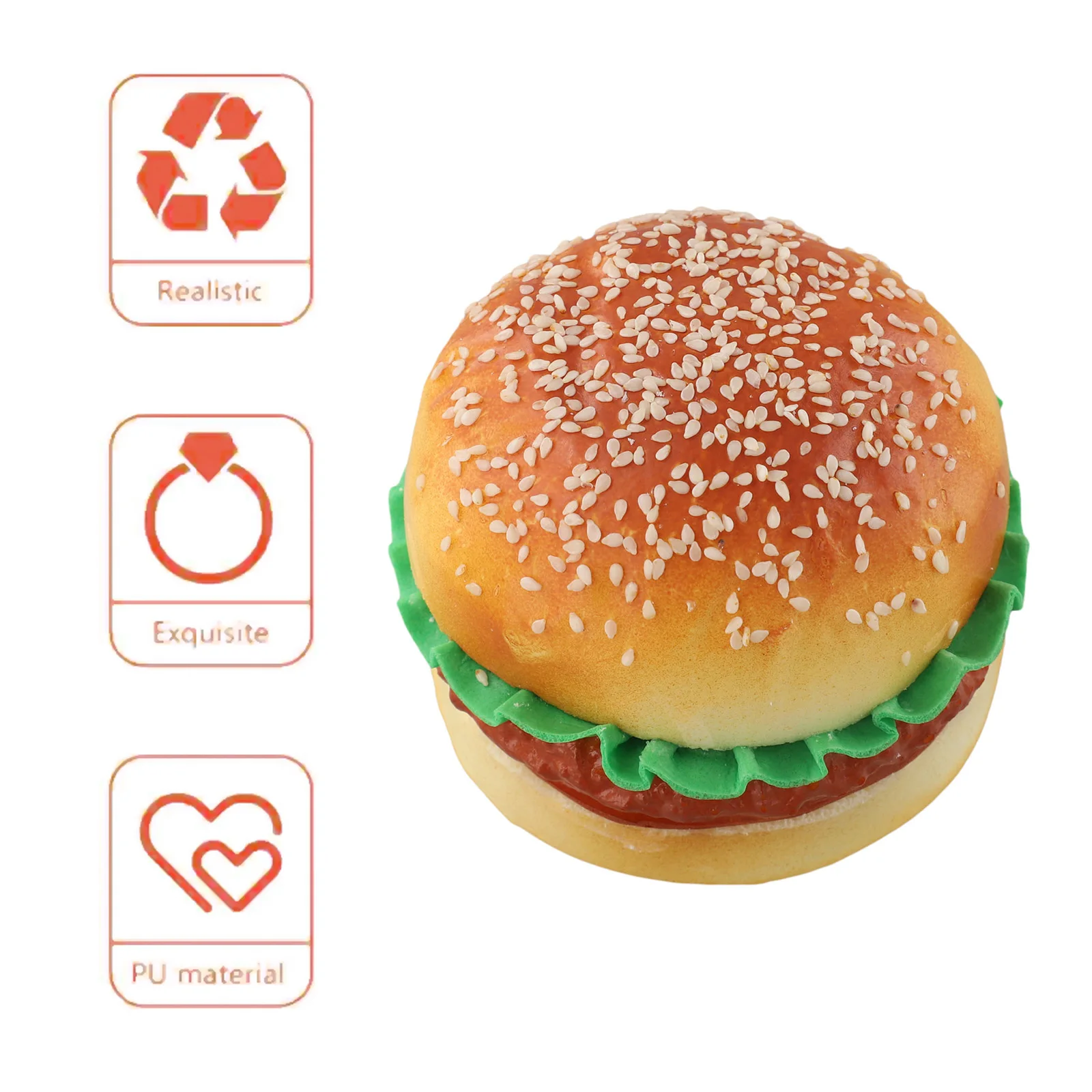 Fake Sandwich Decoration 3.73X3.73X2.95in Realistic Sandwich Model Fine Texture Safe PU Material for versatile Usage
