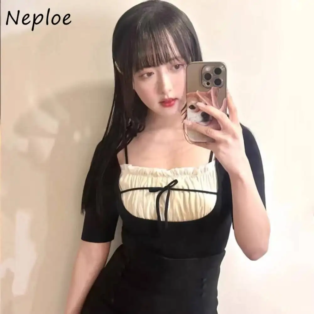 BabYoung جديد شخصية ساحة طوق متماسكة البلوفرات نصف كم التوابل الفتيات رغبة نقية أعلى اليابان الدانتيل يصل المرقعة البلوزات #4