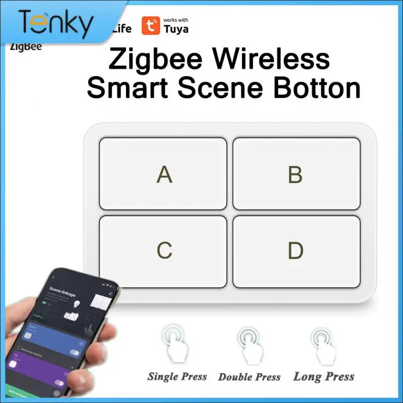 

One Key Light Switches Tuya Wireless Scene Switch 4gang Smart Home Smart Button Switch New Works With Gateway