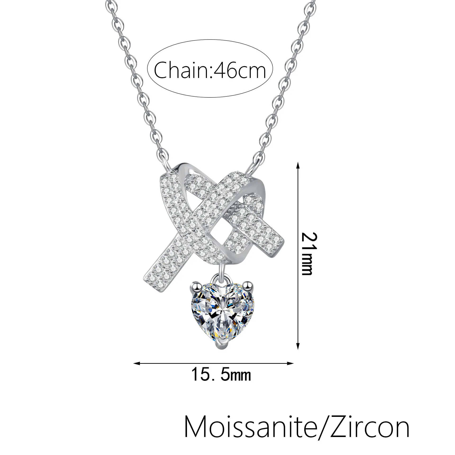 1.0 قيراط شكل قلب قلادة 925 فضة مختبر قلادة الماس النساء هدايا الزفاف غرامة مجوهرات حزب