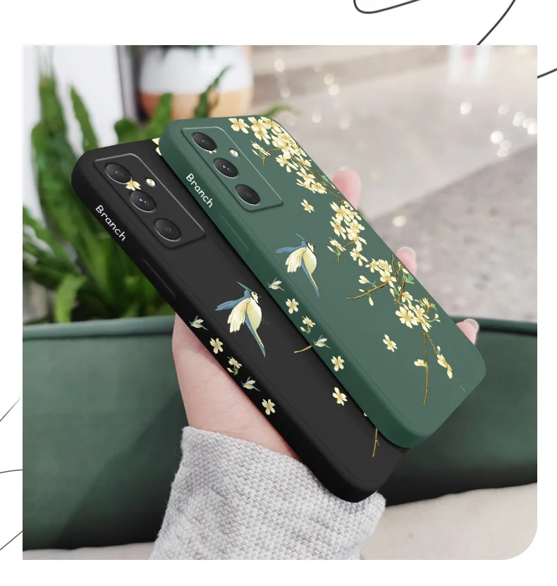 Pflaume Baum Zweig Telefon Fall Für Samsung Galaxy A17 A55 A35 A25 A15 A16 A06 A05 A05S A54 A34 A24 A14 A04 A04S A04E 4G 5G Abdeckung – Detail 5