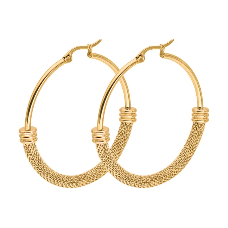 FairLadyHood  Simple Fashion Round Exaggerated Large Earrings Factory Direct Sales Hot Stainless Steel 316L Hoop Earrings