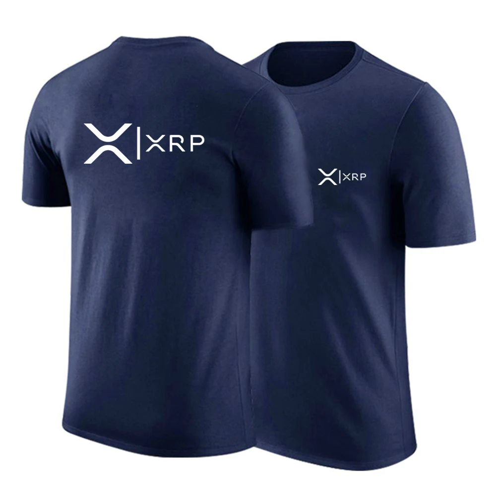 2025 تموج العملة المشفرة XRP جديد الرجال الصيف الجولة الرقبة العادية تي شيرتات قصيرة الاكمام الطباعة نوعية جيدة بلوزات مريحة