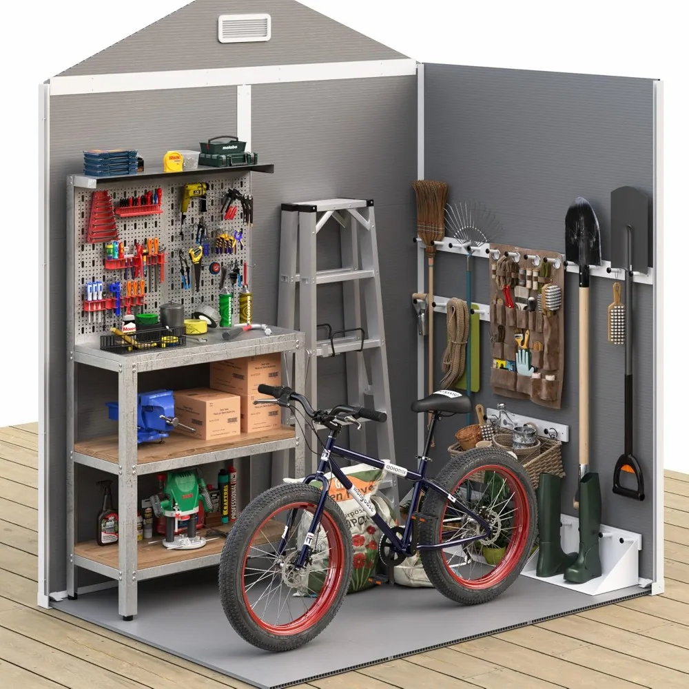 Storage Shed with Lockable Door for Backyard, Patio, Lawn, Garden Shed for Bike, Garbage Can, Tool, Sheds Outdoor Storage