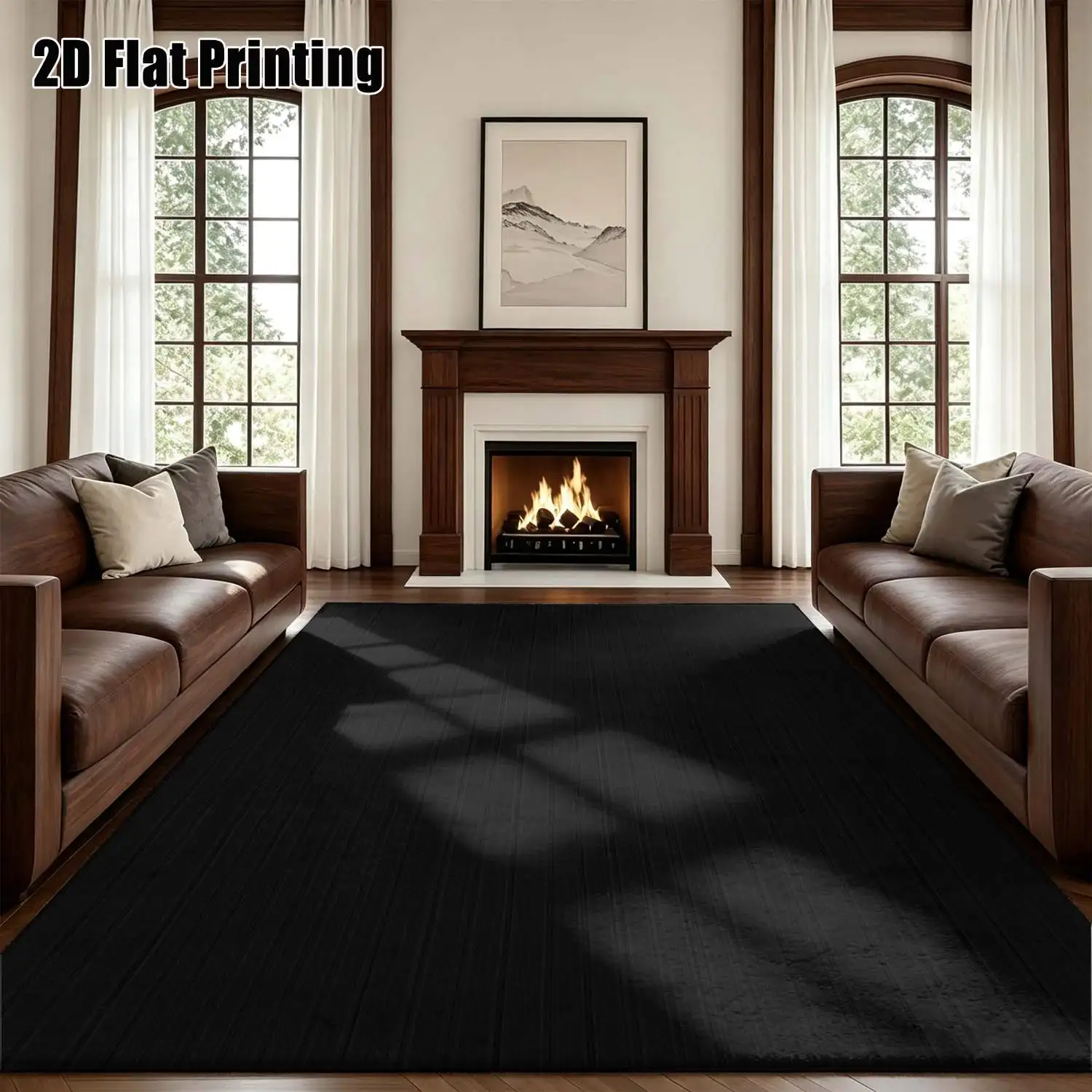 1Pc 2D Printed Carpet: Pure Black Stripe, Nordic/Instagram Style, Modern Minimalist Geometric Stripe Floor Mat, Home Decor, Multi-Size, Machine Washable, for Entryway, Dining Room, Foyer, Living Room, Bedroom