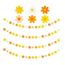 Artificial Flower Garland Daisy Orange Yellow Felt Flower Banner Hippie Thankgiving Fall Boho Birthday Party Streamer Decoration