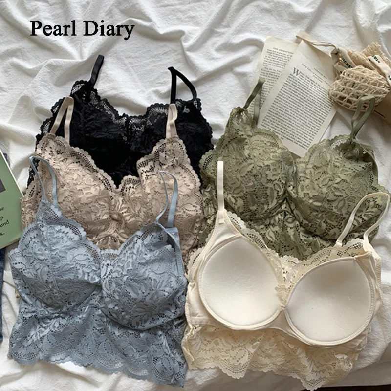 

Pearl Diary Summer Lace Camisole Women Anti-Exposure Tube Top Bottoming Underwear Long with Chest Pad Sexy Beauty Back Tube Top