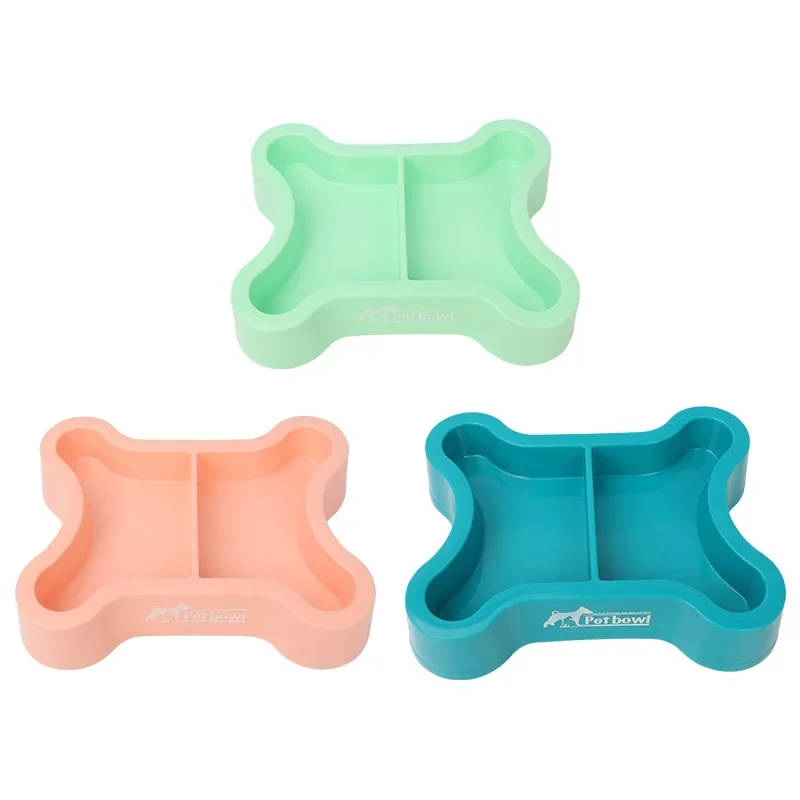 

Double pet bowl set for cats and dogs, featuring anti-knock design and separate compartments for water and food