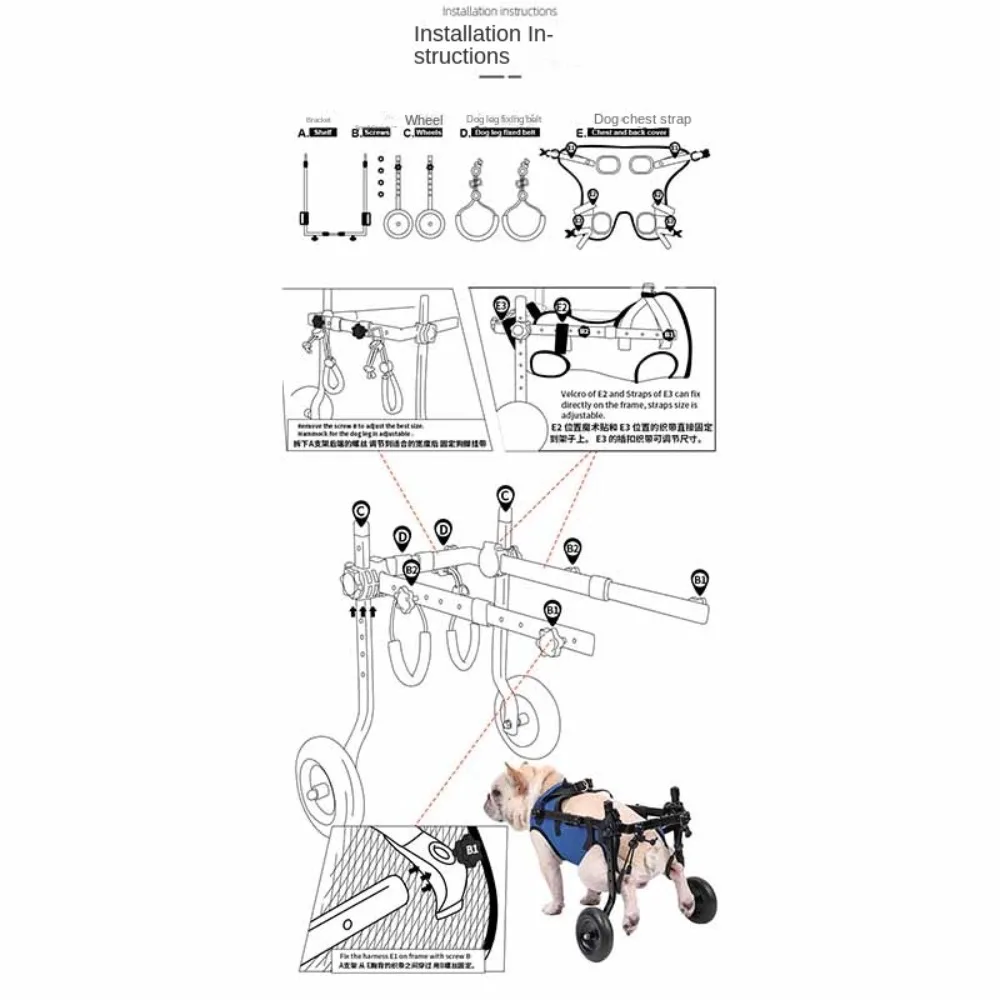 Adjustable Adjustable Dog Wheelchair Cat S/M/L Light Mobility Aid Trolley Pet Walk Tools Pet