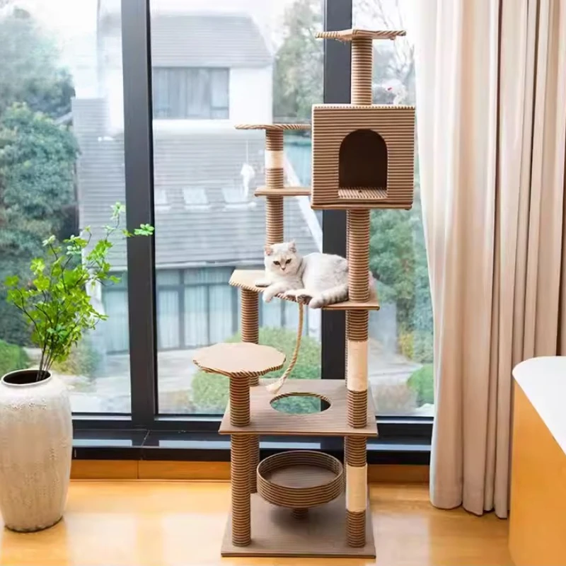 

Wooden Cat Tower Stairs Shelves Scratcher Scratcher Things Cat Tower Rope Modern Large Indoor Arranhador Para Gato Cat Furniture