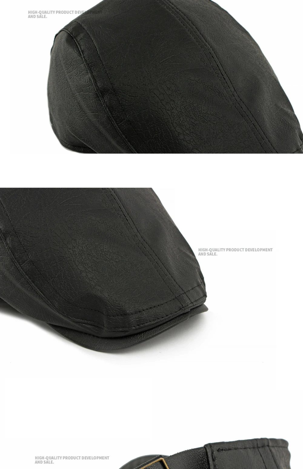 HT4867 Herren- und Damen-Baskenmütze, Vintage-Künstlermütze, Unisex, verstellbar, flache Mütze für Herbst und Winter, PU-Baskenmütze – Detail 5