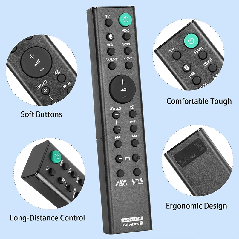 RMT-AH301U Remote Control For Sony Soundbar AV System HT-MT300 HT-MT301 HT-MT300/B HT-MT300/W SA-MT300 SA-MT301 SA-WMT300