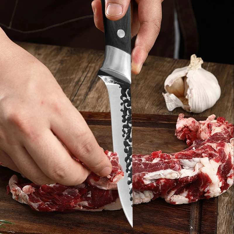 Kitchen Chef Knife Butcher Meat Cleaver Forged Bone Slaughtering Knives Stainless Steel Slicing Vegetable Fish Boning Knife BBQ
