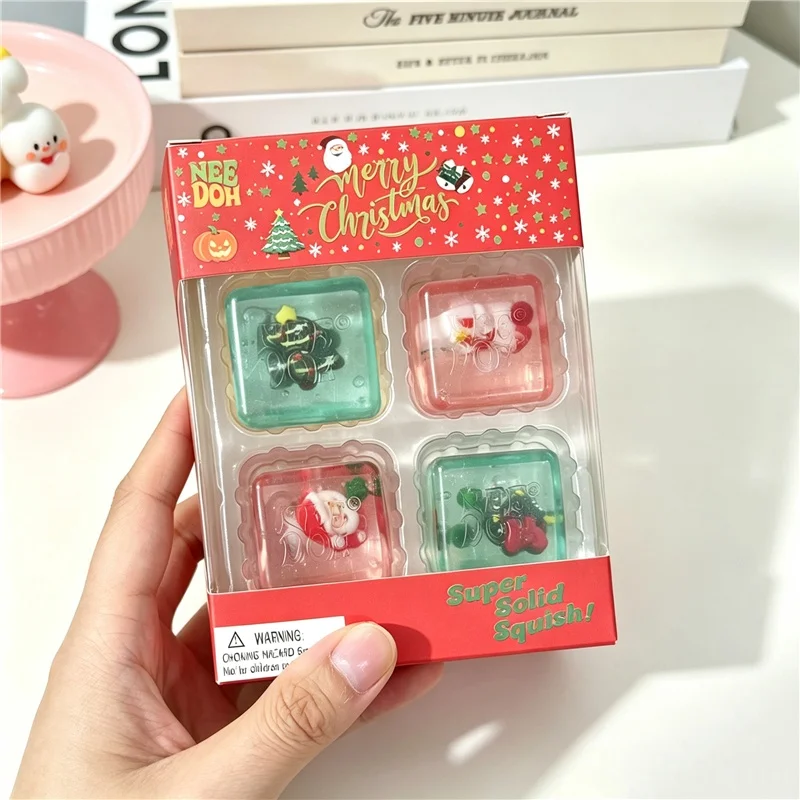 Needoh Christmas Halloween Limited Teenie Mini Ice Cube 4Pack Fidget Sensory Toy Maltose Slow Rebound Squeeze Autism Focus Toy