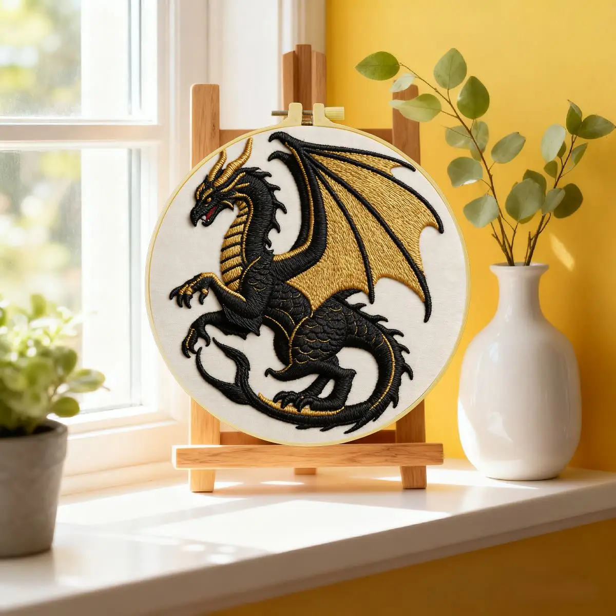 1 Stück 20X20CM/15X15CM 7,87/6,3 Zoll Tier - Dinosaurier Stickerei Starter-Kit DIY-Kit DIY-Stickerei-Set Handarbeiten – Detail 2