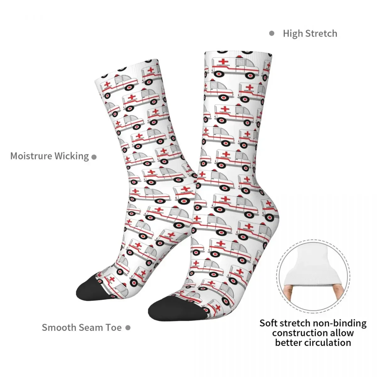 Ambulance Socks Harajuku Super Soft Stockings All Season Long Socks Accessories for Man's Woman's Birthday Present