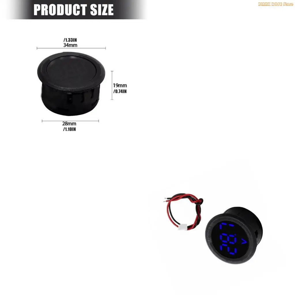 K1AE Waterproof Voltmeter Round Meter Detector Tester 5-100V Car Gauge LED Digital Display