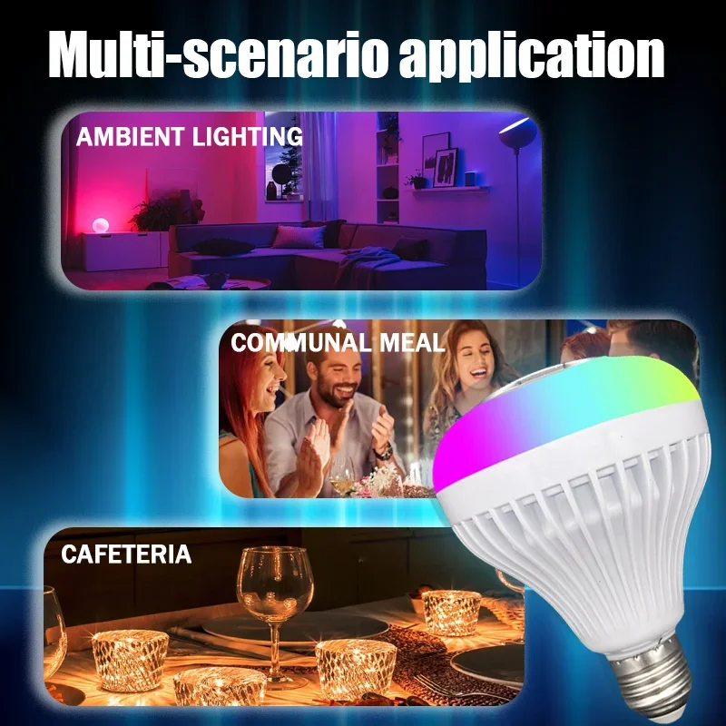 LED Music Light Bulb with Built-in Bluetooth Speaker, Wireless Smart Light Bulb with Remote Control, RGB Color Changing Speaker