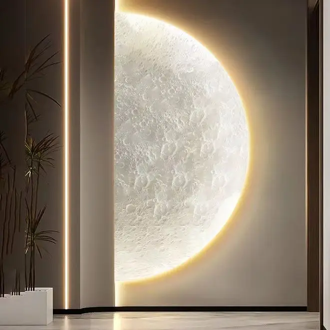 Moon entrance decoration painting, atmosphere lighting painting, modern minimalist corridor hanging painting, high-end mural pai