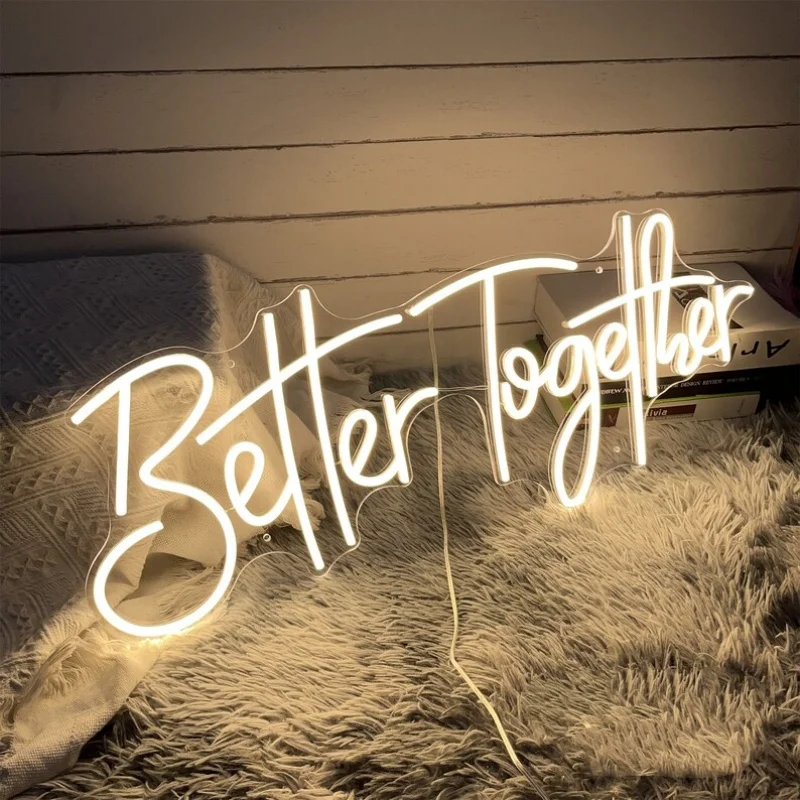 Better Together Neon Sign LED Handmade Night Light Wedding Engagement Anniversary Bridal Shower Birthday Backdrop Wall Decor