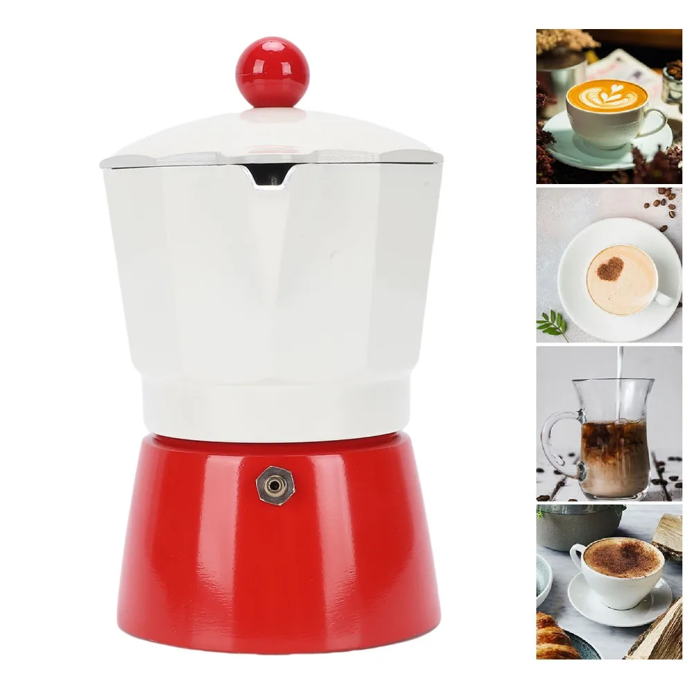 

Aluminum Alloy Italian Coffee Maker 150ml Capacity 3 Cup Size Stovetop Coffee Maker Colorful Moka Pot Coffee Brewing