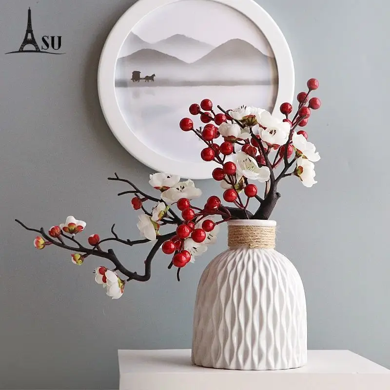 Simulated Plum Blossom Branches, Wintersweet, Dried Flower Bonsai, Home Fake Flower Potted Plants, New Year Decorations
