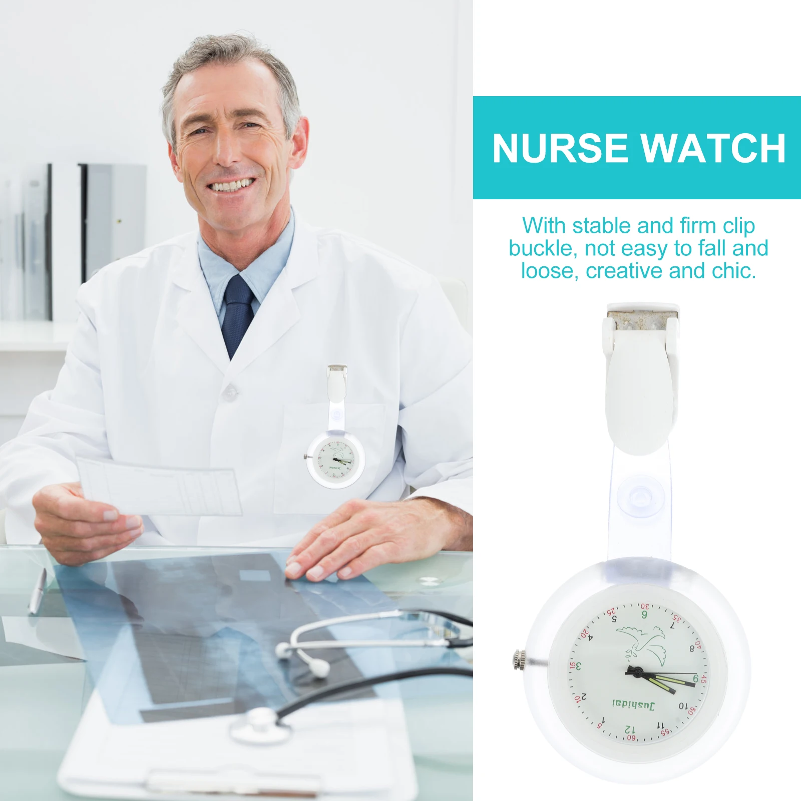 

Stainless Steel Nurse Quartz Pocket Watch For Nurses Clip On Design Durable Chic Timepiece Gift For Medical Staff Students