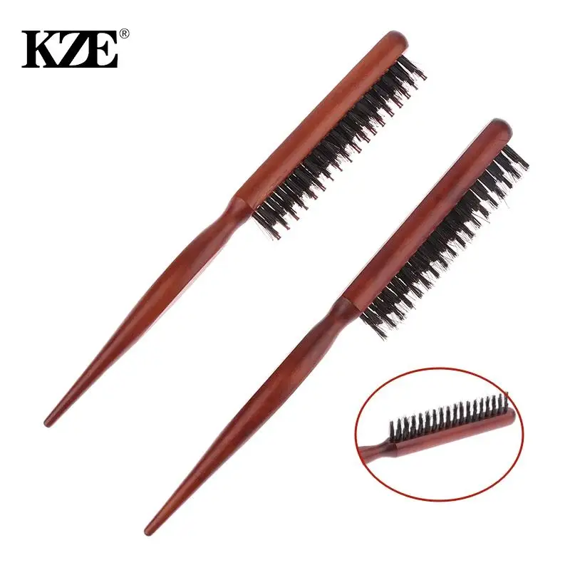 Professional Salon Teasing Back Hair Brushes Boar Bristle Wood Slim Line Comb Hairbrush Extension Hairdressing Styling Tools DIY