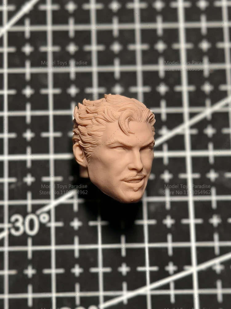 Sin pintar DIY 1/12 Anime Doctor Strange Men soldado modelo blanco cabeza súper mago héroe cabeza esculpida ajuste 6 ''cuerpo de figura de acción