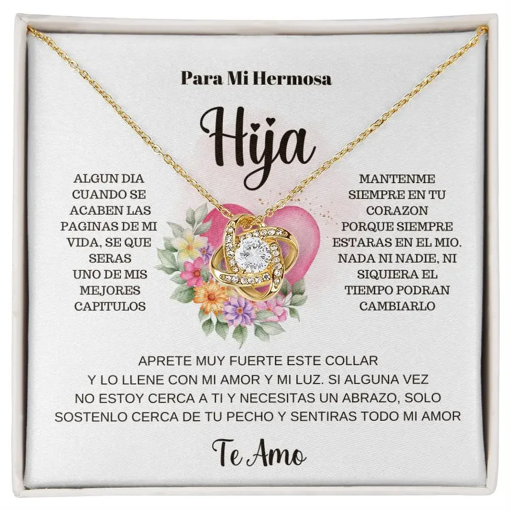 Spainish To My Daughter Necklace Gift Mom Mother Women Girl Love Knot Pendant Necklaces Fashion Jewelry With Box D17