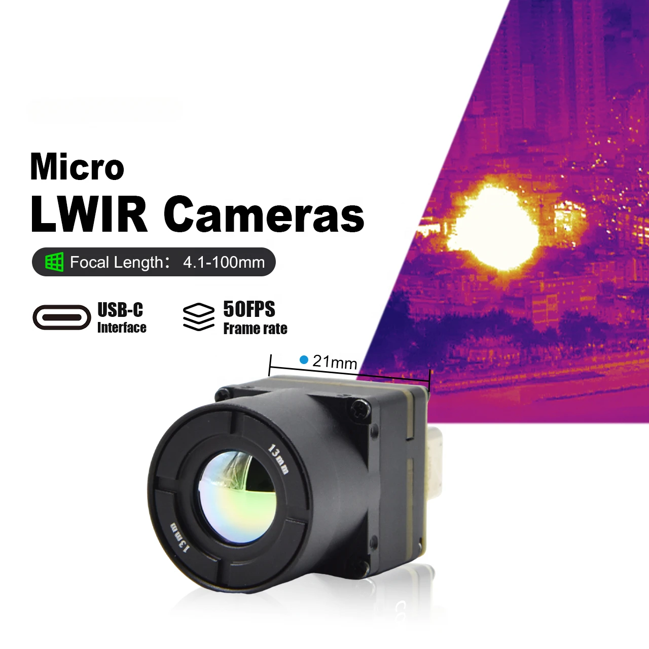 High Resolution 1280x1024 Temp.Measurement 12um 50fps 25fps Uncooled VOx Flir Thermal Imaging Night Vision LWIR Camera for Drone