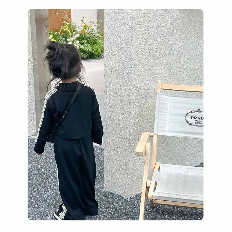 Girl's Sets Children's Long-Sleeved Two Piece Spring Autumn Casual Sports Suit Baby Striped Zipper Clothes 2-8 Years Old image 6