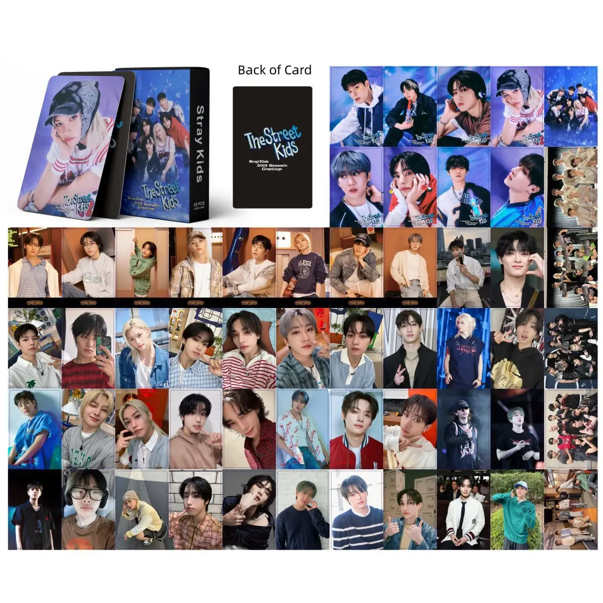 Kpop Idol 55Pcs/Set Stray Kids 2025 Season's Greetings Hologram Lomo Card Postcard Album New Photo Print Cards Picture Fans