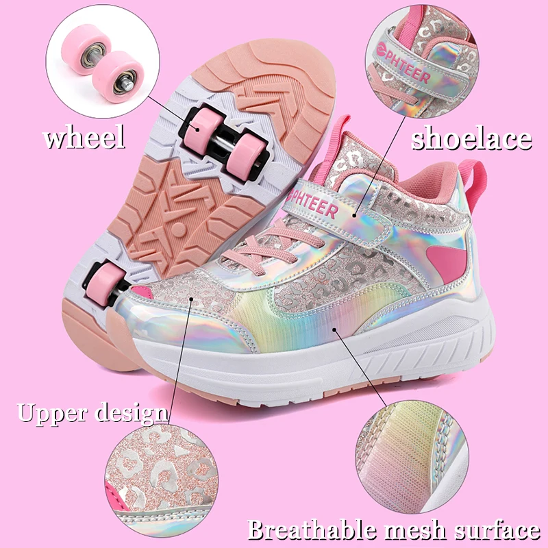 High top children's roller skates girls outdoor 4 wheel shoes high quality wear-resistant sports shoes