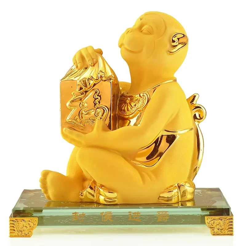 2025 Resin Feng Shui Statue Home Office Monkey Cow Desktop Decoration Zodiac  Sand Golden Collection Gift