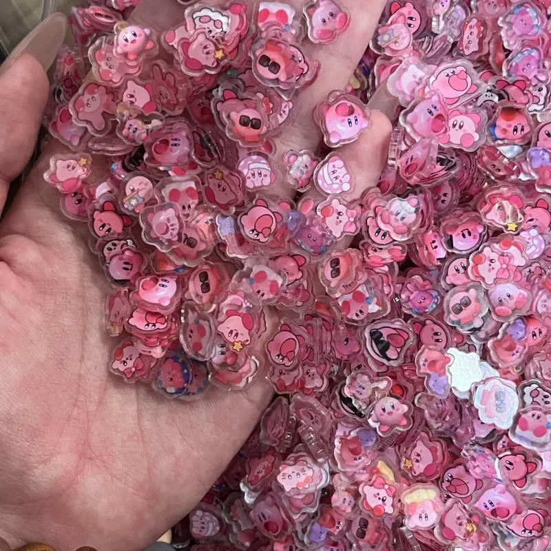 50pcs Kirby Flatback แผ่นอะคริลิค Kawaii DIY ขนาดเล็ก Applique อะนิเมะรูปน่ารักตกแต่ง Miniature Handmade อุปกรณ์ตกแต่ง
