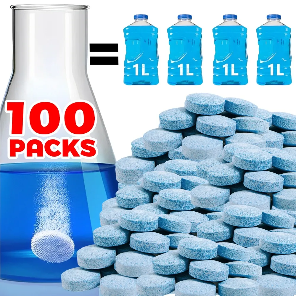 

100 шт., твердый стеклоочиститель, тонкие концентрированные шипучие таблетки, очиститель лобового стекла автомобиля, моющее средство для автоматической чистки окон, инструмент для ухода