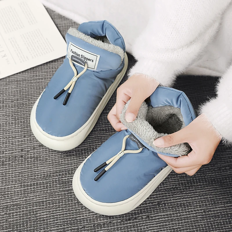 Waterproof Ankle Boots Men Winter Snow Shoes 30-45 Family Boots Plush Warm High Top Casual Shoes Outdoor Home Cotton Shoes