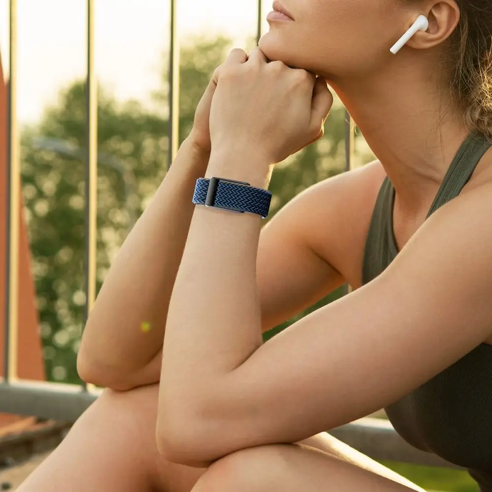 سوار لياقة بدنية من النايلون، حزام بديل مرن قابل للتنفس، سوار معصم رياضي محمول قابل للتعديل لـ Whoop 5.0 للنساء والرجال