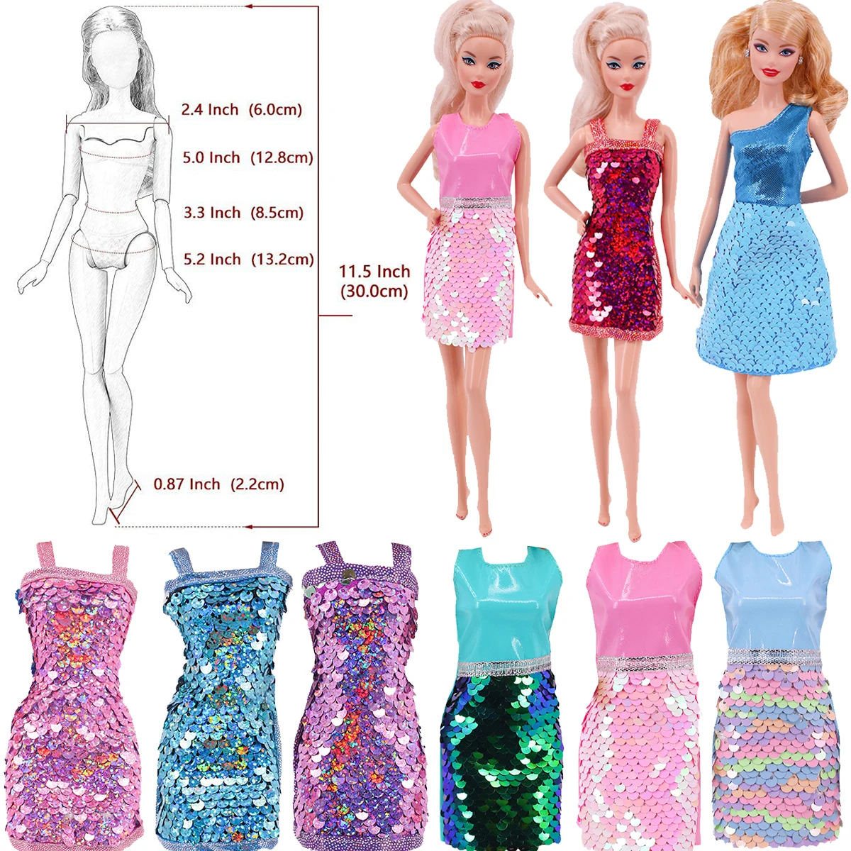 Barbies Búp Bê Đảng Da Quần Áo Váy Phụ Kiện Cho 11.5Inch Búp Bê Barbie Và Búp Bê Bjd, đồ Chơi Cho Bé Gái (Giá Rẻ Giày Cao Gót)