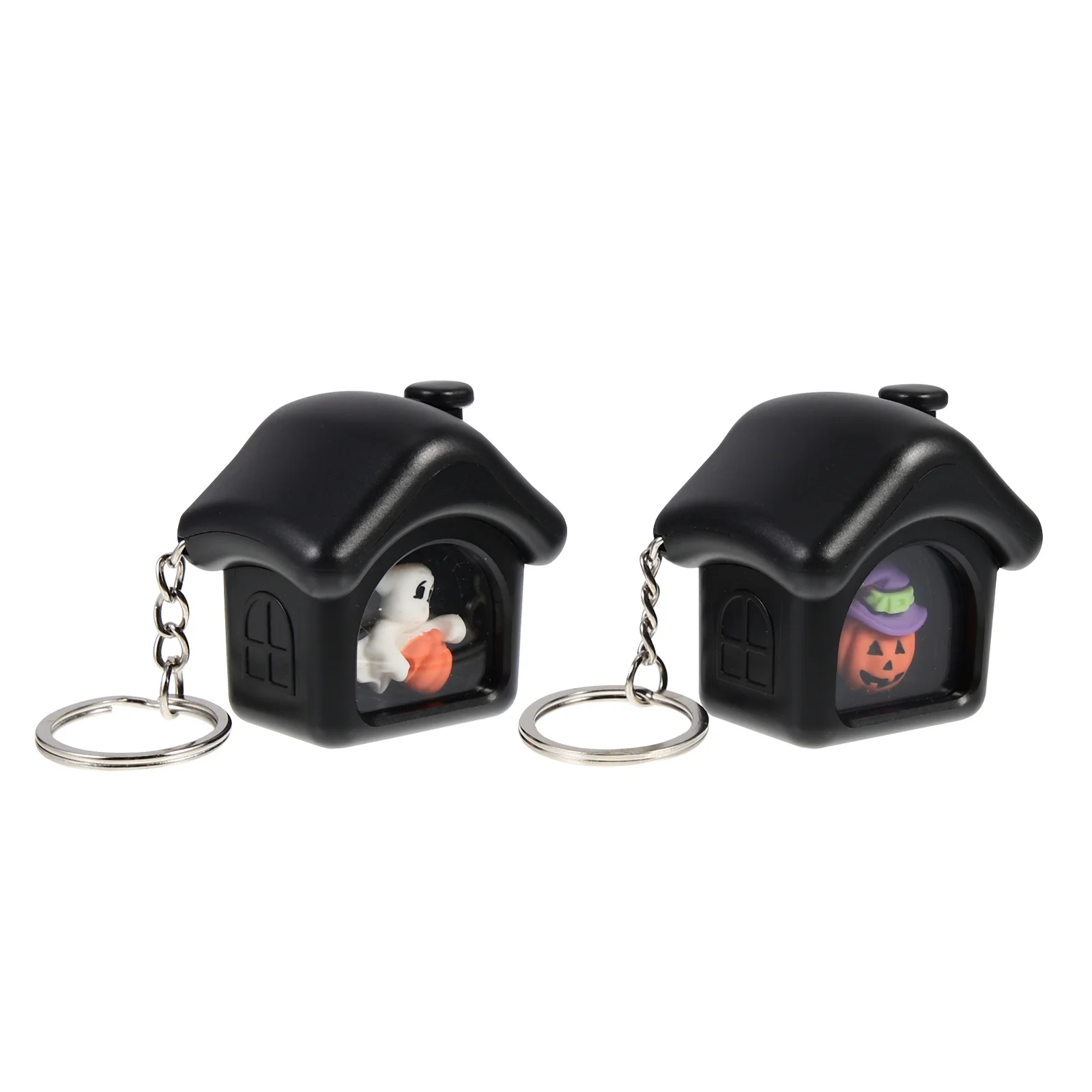 

2Pcs Halloween Pumpkin Ghost House Keychains Decorative Key Rings Bag Ornament Halloween Gift Souvenir